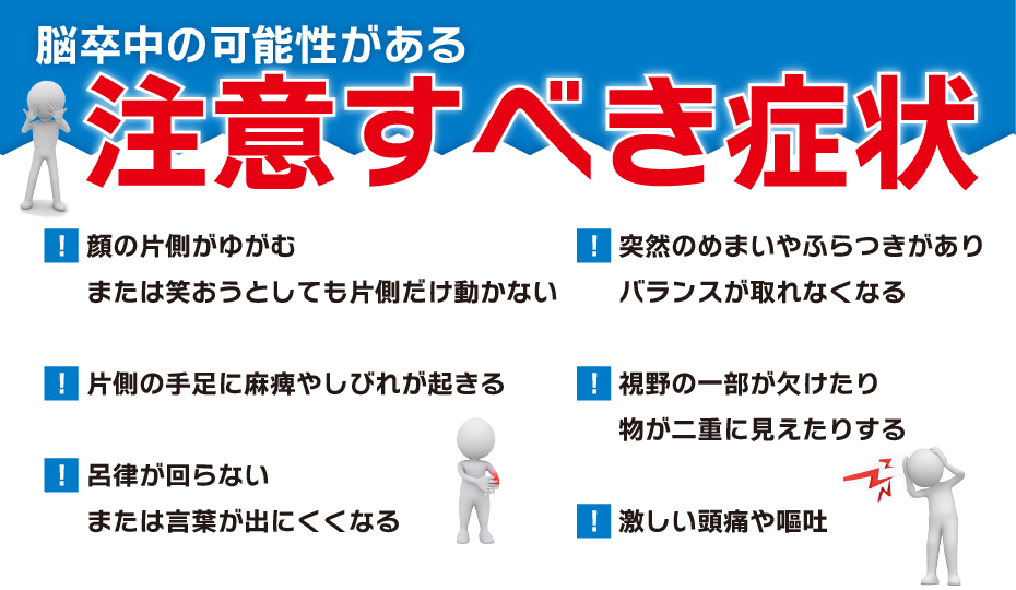 脳卒中の可能性がある注意すべき症状