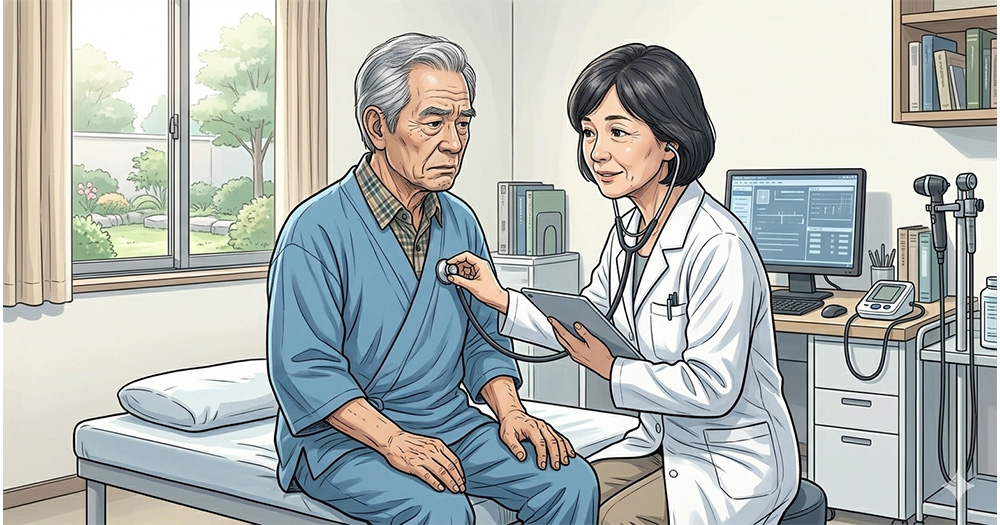 診察を受ける男性