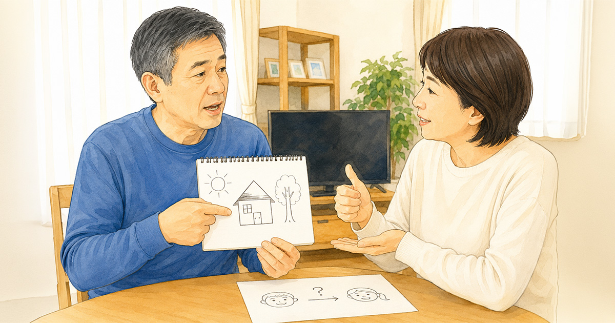 絵で会話する様子